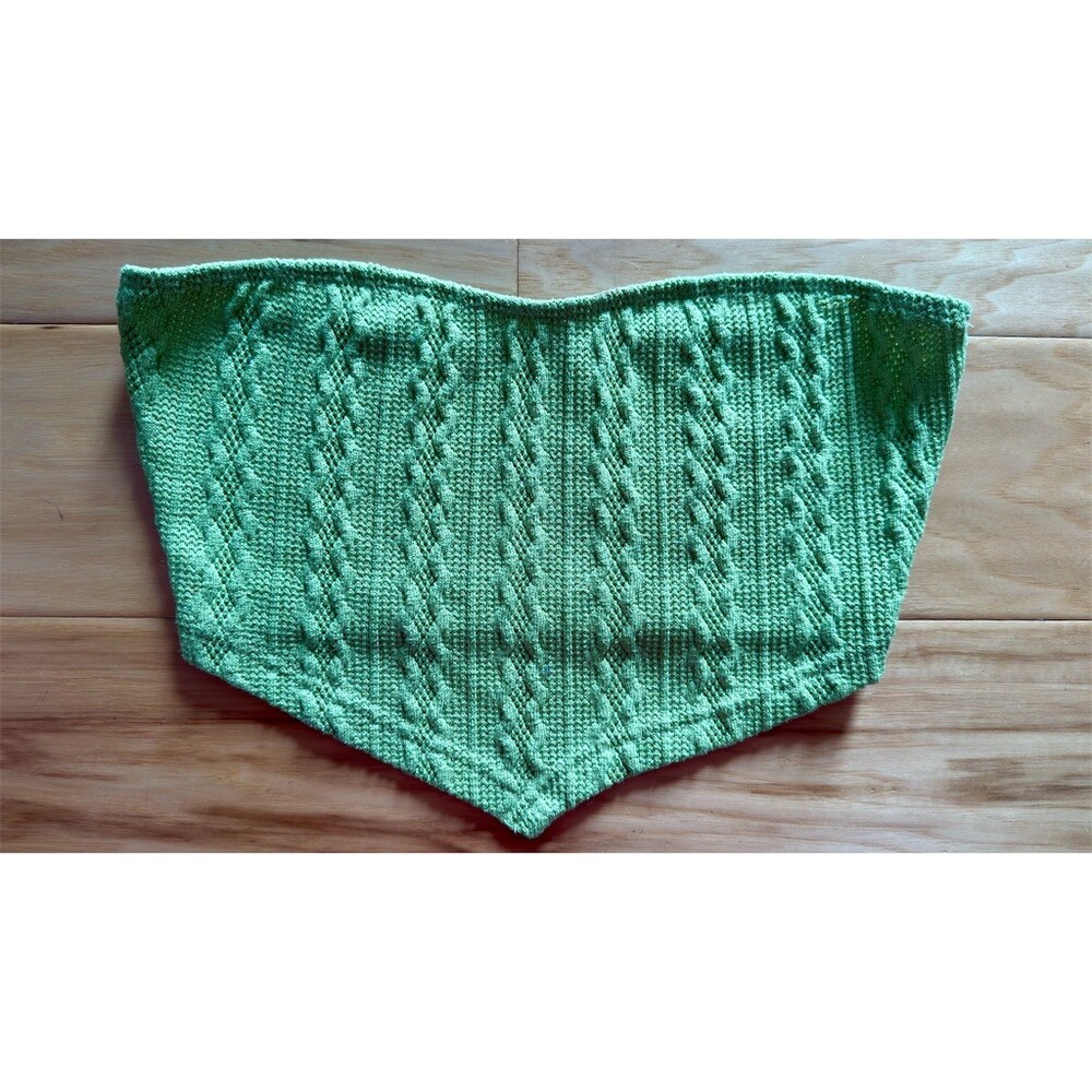 Y2K Cable Knit Bandeau Tube Top in Green